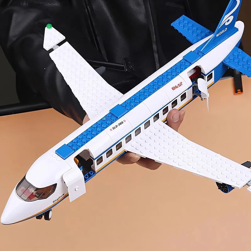 City Cargo Aircraft Vliegtuigopslag Luchthaven Airbus Vliegtuig Avion Technische creatieve bouwstenen Educatief speelgoed voor kinderen