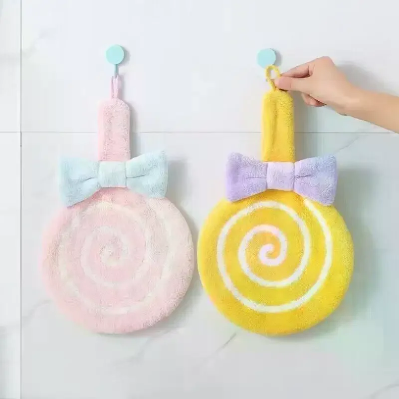 منشفة يد كرتونية ناعمة ماصة من المخمل المرجاني مطرزة صديقة للبشرة من الألياف الدقيقة مصاصة مسح القماش للحمام المطبخ