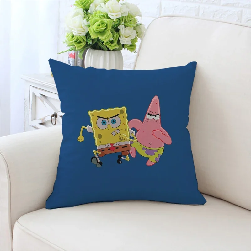 Pillow cover cute S-SpongeBob Squarepants printed sofa cushion cover children's room headboard cushion 40x40cm