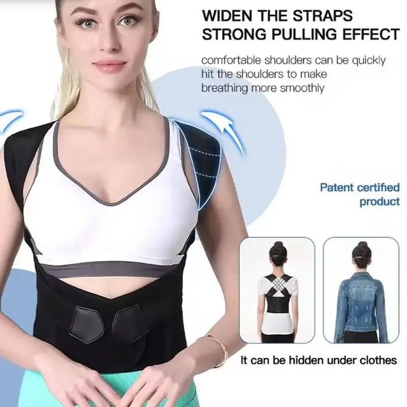 Posture Back Brace Adjustable Back Support Strap to Prevent Spinal Distortion and Hunchback Suitable for Men and Women