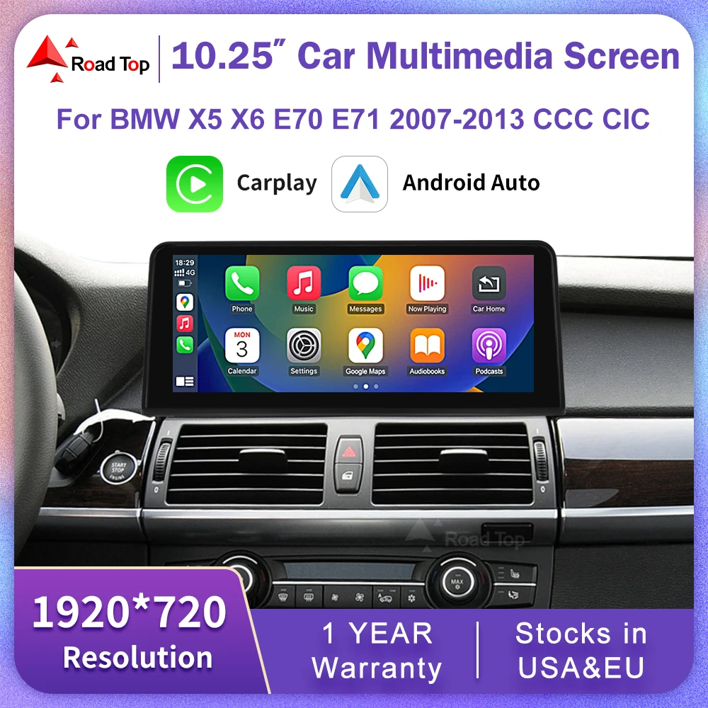 10.25 1920 HD Wireless Carplay For BMW X5 E70 X6 71 2007-2013 CCC CIC Multimedia Display Touch Screen Android auto Head Unit