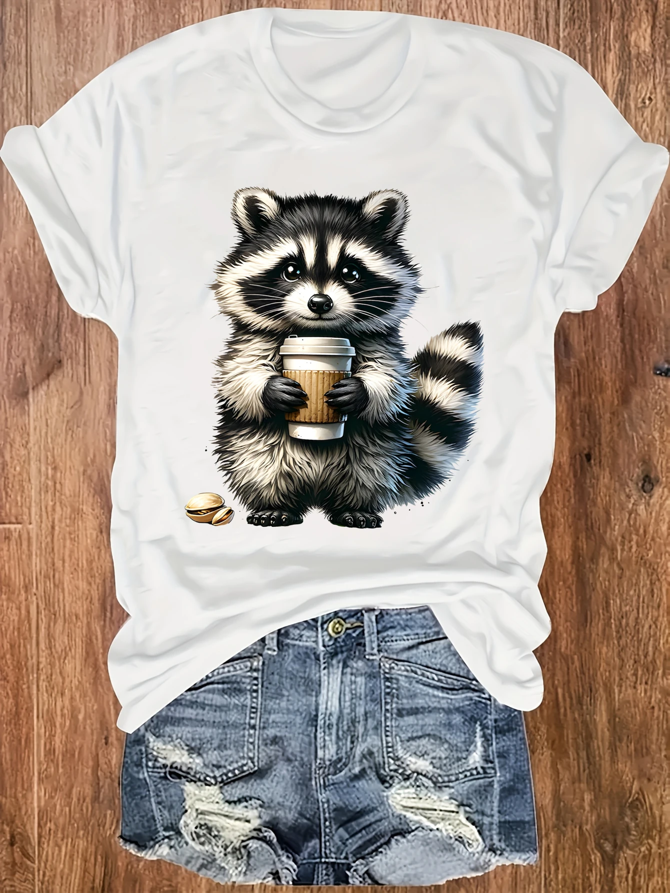 

women's plus size tank top Raccoon Holding Coffee Cup Suitable for sports and daily wear summer beach vacation top summer casual