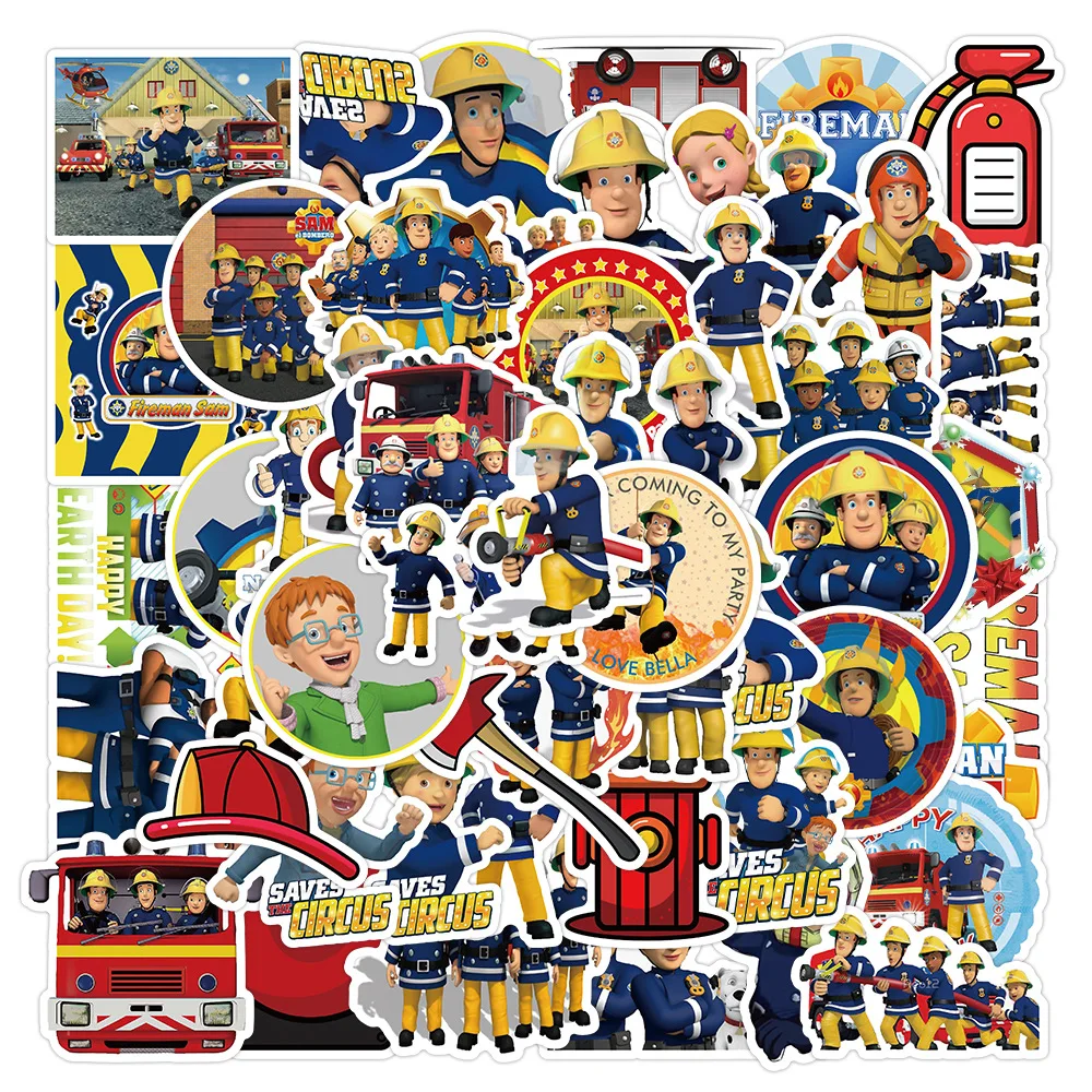 10/30/50PCS Fireman Sam Cartoon Education Stickers For Kids DIY Notebook Phone Laptop Suitcase Stationery Fire Truck Decals Gift