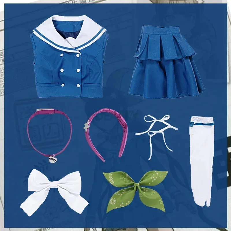 Anime danganronpa v3 matando harmonia tenko chabashira cosplay traje feminino azul uniforme escolar roupa vestido terno de marinheiro