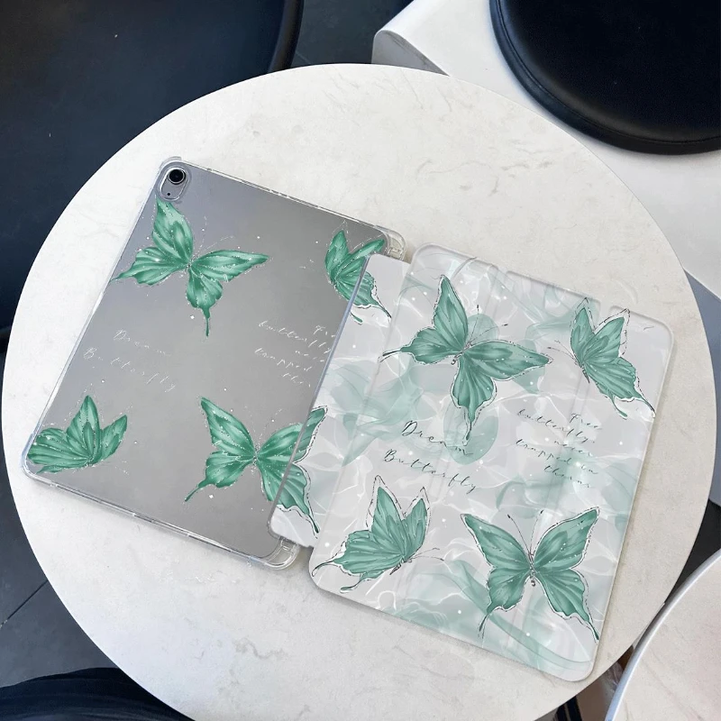 

Чехол для планшета Ipad Smart PU для Ipad 2017 10,5 дюймов 2018 9,7 5/6th Pro 11 2-й 3-й 4-й чехол для Ipad 9 поколения с принтом зеленой бабочки