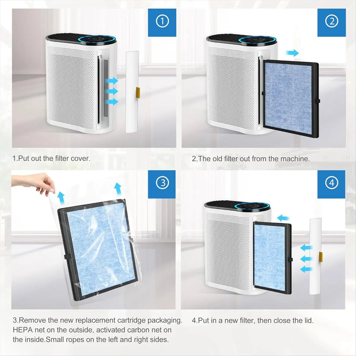 A24I MK04 AIR Replacement Filter for MK04 MG04JH, H13 True HEPA Filter, Compare to Part MK04LX, 2 Packs, Blue