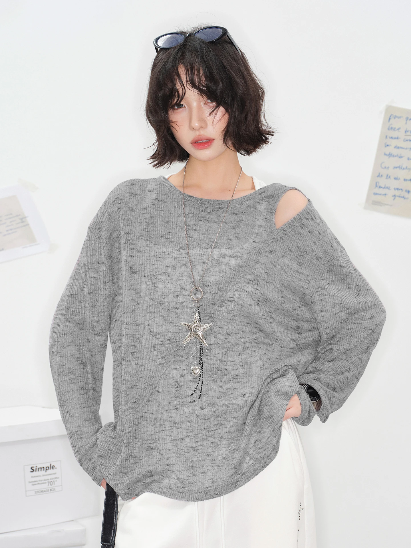 Gravity Museum Cicada Feather Hollow out Long Sleeve T-Shirt Women's Loose Fit Lightweight Summer Top Breathable Casual Style