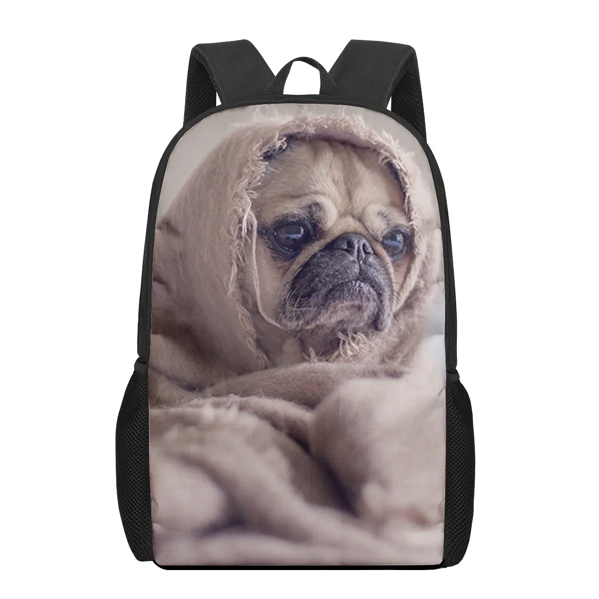 Mochila escolar impressa em 3D para meninos e meninas, adorável personalidade canina, bolsa de ombro casual para crianças adolescentes, mochila de grande capacidade