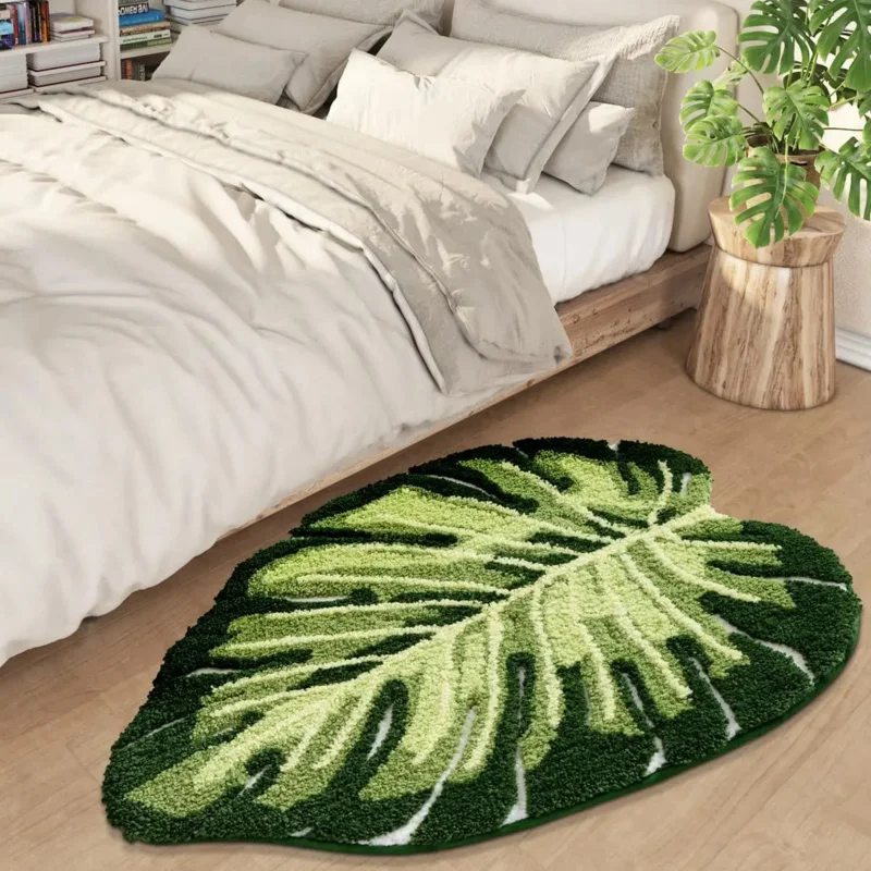 VIKAMA Small Fresh Green Leaf Bathroom Mat Anti-Slip Water Absorbing Soft Comfortable Carpet for Home Decoration view 5