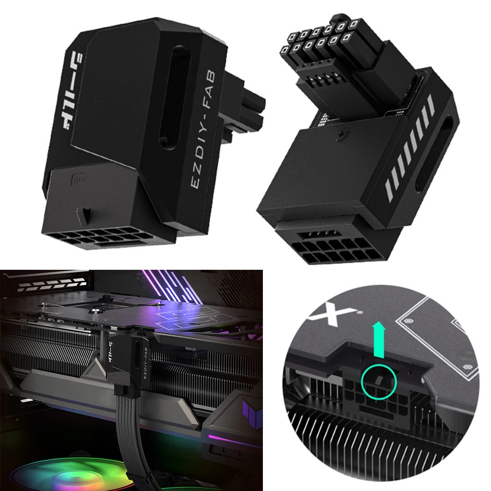 

600W 12+4pin PCIe 5.0 Adapter 90 Degree Right Angle 16pin 12VHPWR PCI-e 5.0 16pin Power Adapter for RTX 3090Ti 4070Ti 4080