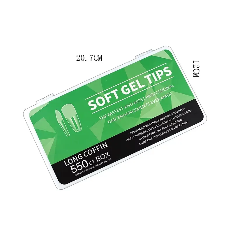 550 رقع جل أظافر فرنسية متوسطة الحجم على شكل لوز، أدوات تمديد أطراف أظافر غير لامعة تغطية كاملة، زينة أظافر لاصقة من الأكريليك، لوازم فنية للأظافر بنفسك