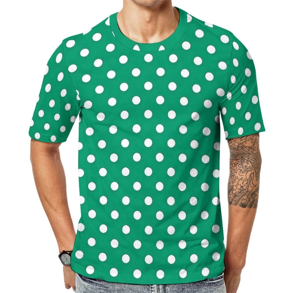 Fashion Green Polka Dots T-Shirt Men High Quality Short Sleeve Tee Men's T-Shirt Funny T Shirts Summer T-Shirts Oversize Clothes