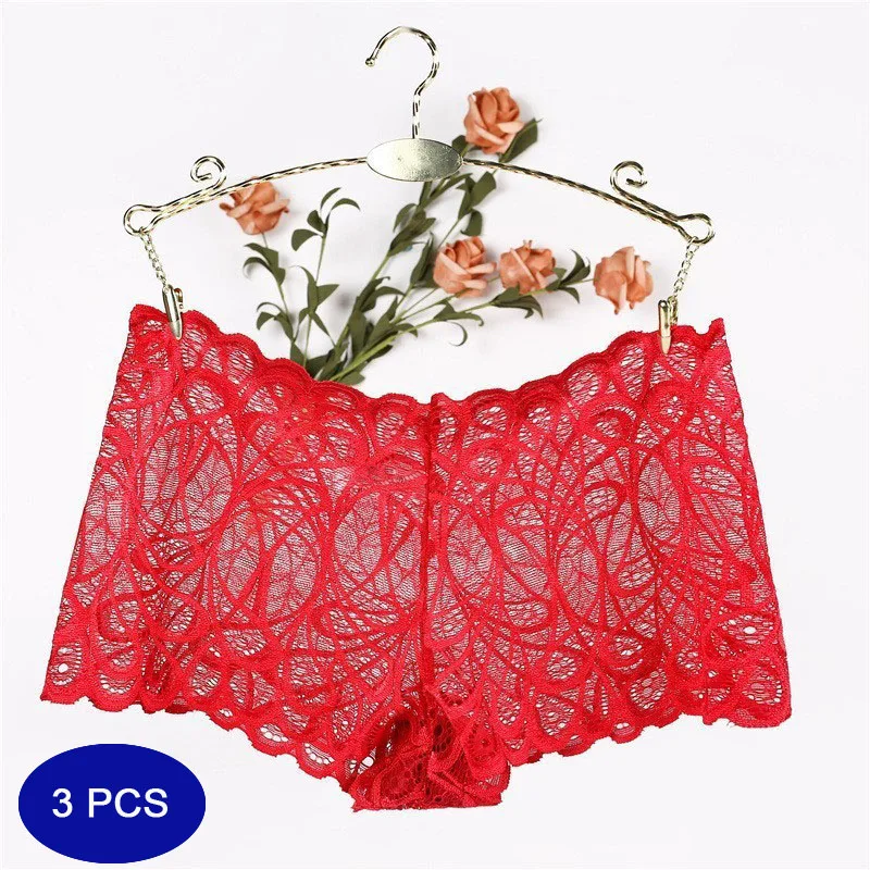 

3 шт., кружевные трусики больших размеров для женщин, женские сексуальные брюки, трусы со средней посадкой на талии, женское нижнее белье, красивый узор