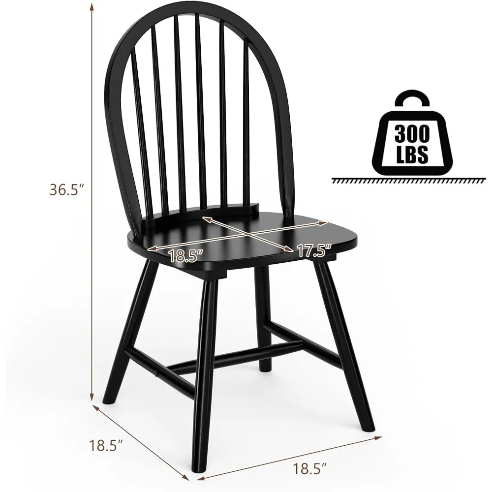 مجموعة من 6 كراسي لتناول الطعام من الخشب المطاطي المغزل عالي الظهر مكونة من 18 قطعة من WATERJOY، مناسبة للمطبخ وغرفة المعيشة