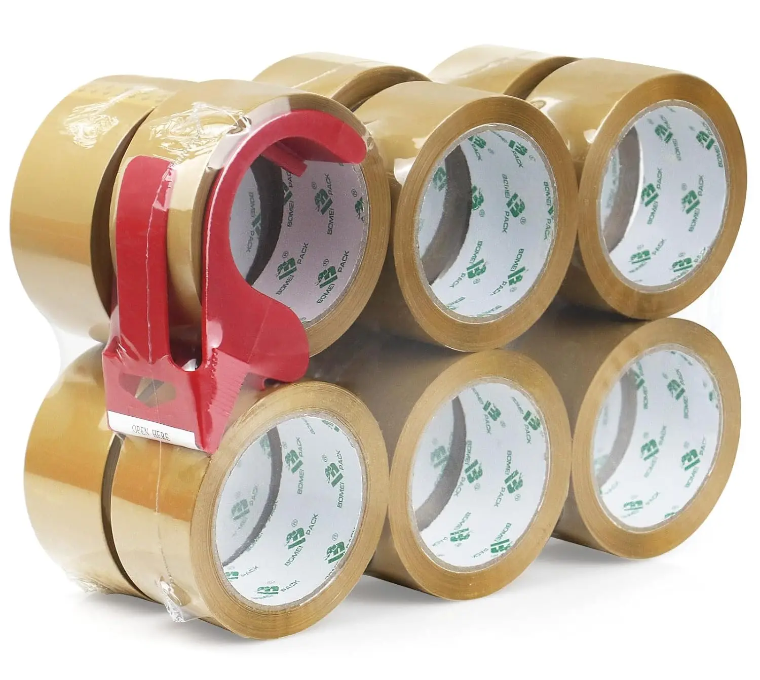

Сменные рулоны упаковочной ленты Tan, коричневая упаковочная лента оптом с диспенсером для доставки, переезда и упаковки, 12 рулонов, 2.4 Mil, 1.8
