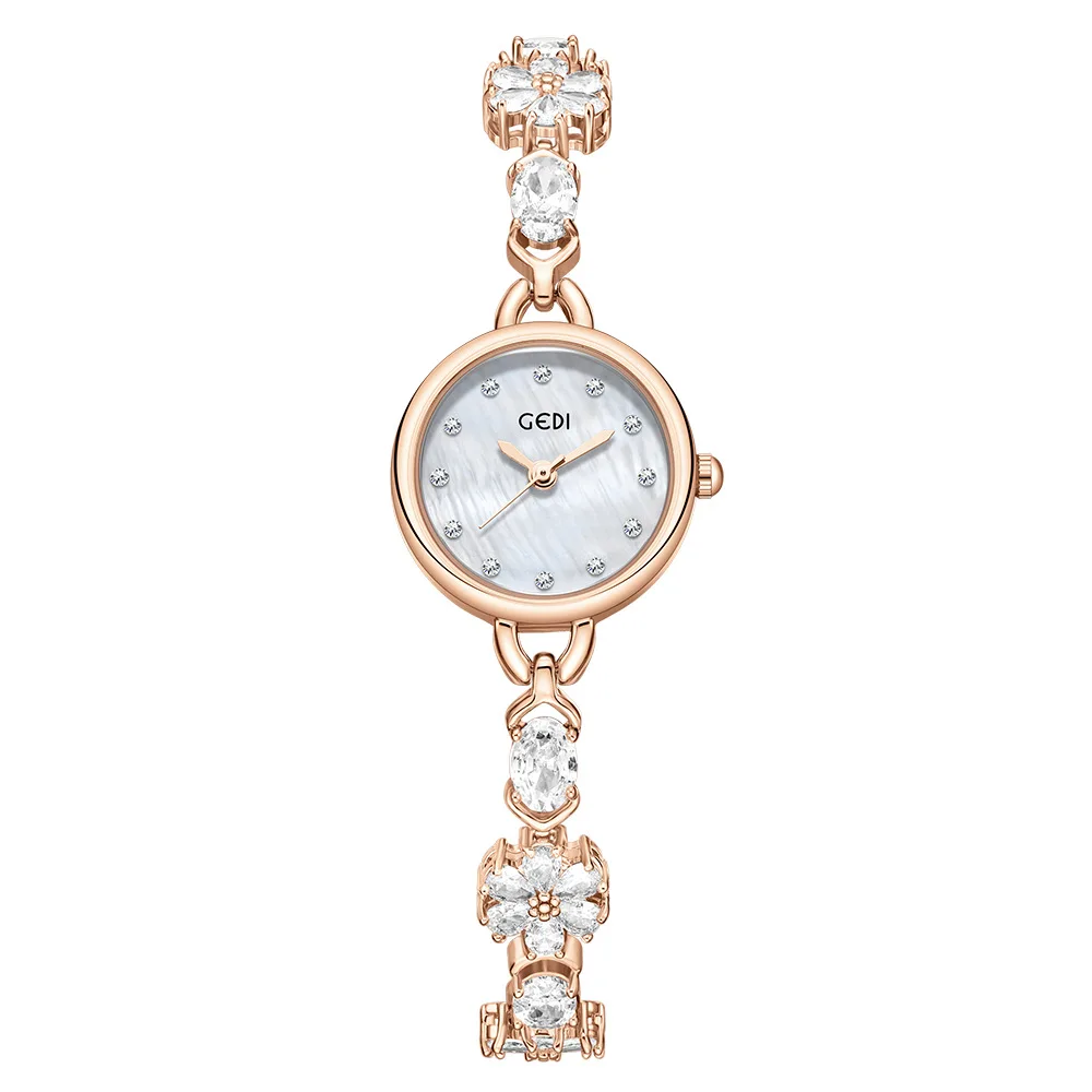 Модные часы-браслет с подсолнухом, роскошные ювелирные изделия, розовые женские часы с кристаллами, элегантные кварцевые часы, подарок