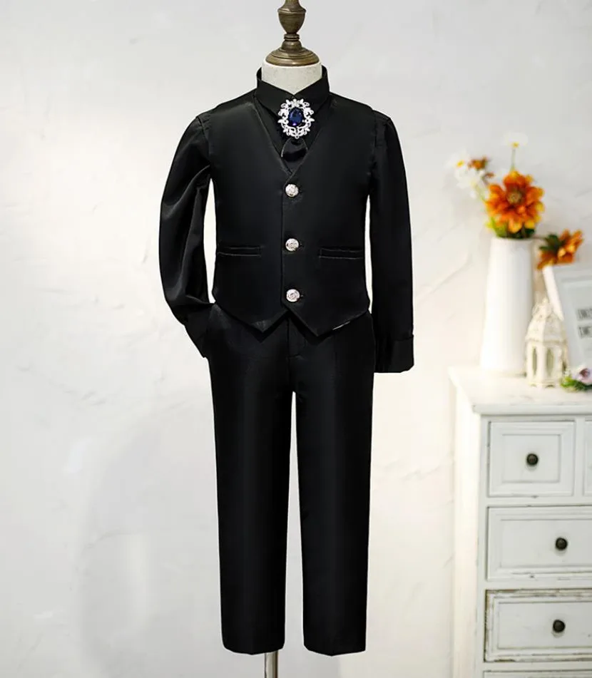 Mode kinder Sets Pailletten Design Gentleman Jungen Smoking Set Kinder Formale Hochzeit Geburtstag Party Anzüge Elegante Kleidung a2155 – Detail 4