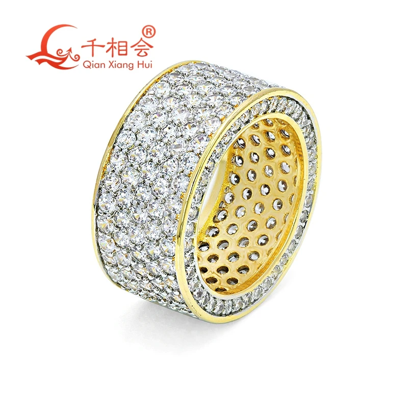 

11mm full of round shape Ring Eternity Band Sterling 925 Silver hip hop Moissanite Ring Men women Diamonds Male Jewelry