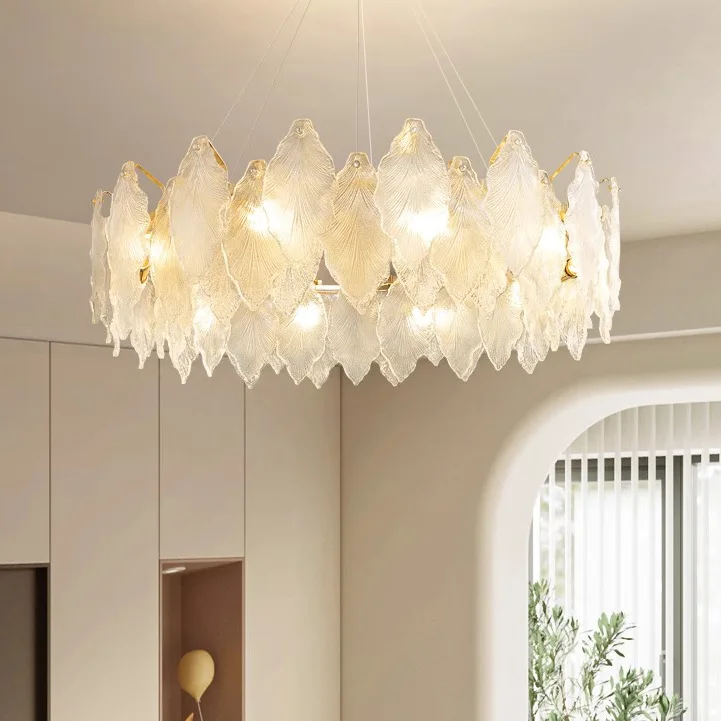 

French light luxury cream style living room light, master bedroom chandelier, modern simplicity