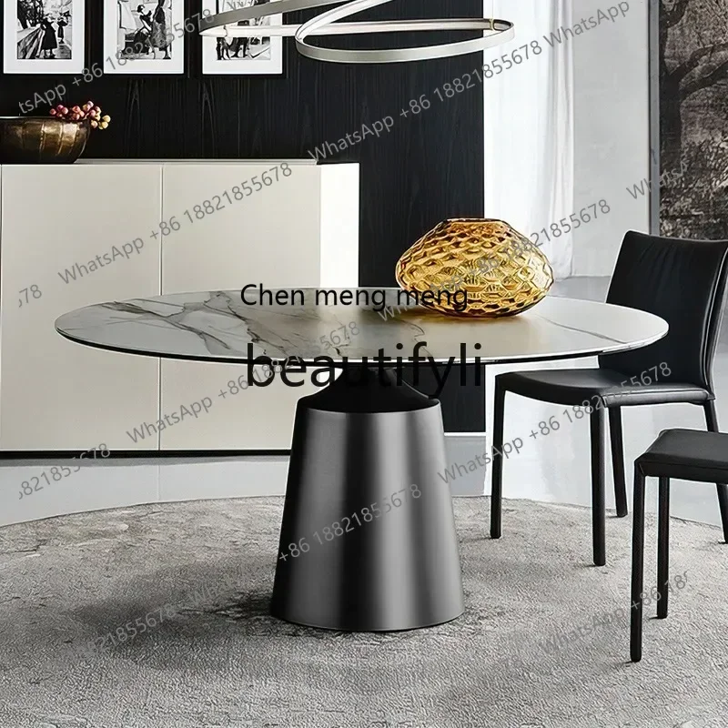 X  GG Light Luxury Imported Rock Plate Round Dining Table Light Luxury Modern Minimalist Dining Table