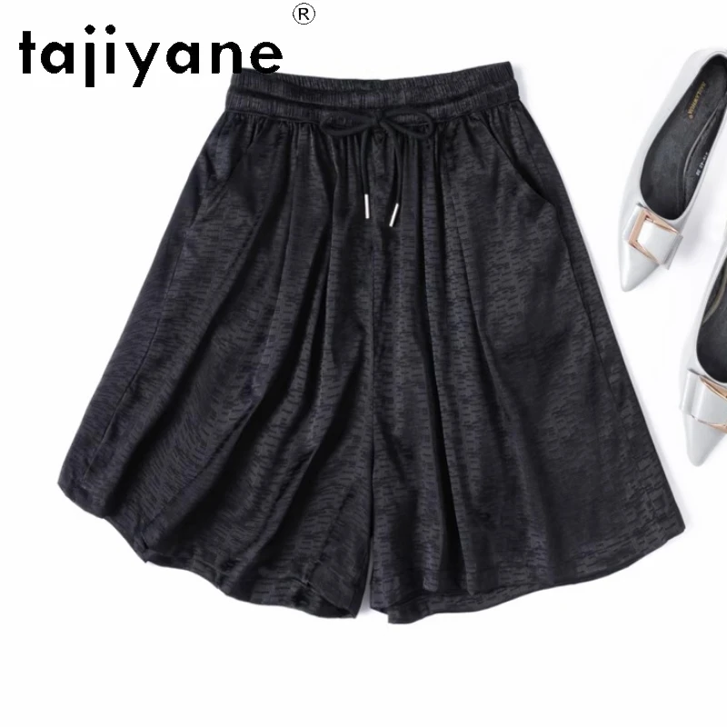 

TAJIYANE 92% Natural Mulberry Silk Shorts Woman Summer Baggy Short Fashion Casual Black Short Pants Women Clothing 2025 шорты