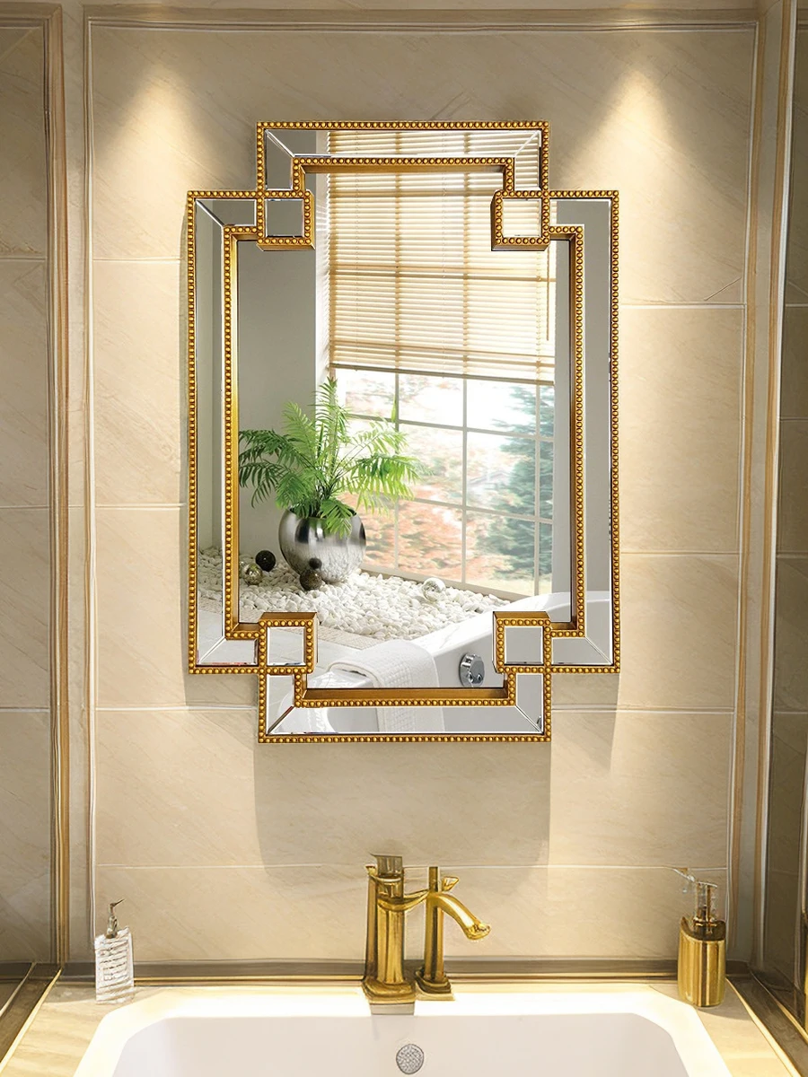 

European Retro Bathroom LED Smart Vanity Mirror Wall-Mounted Fashion Decorative Mirror