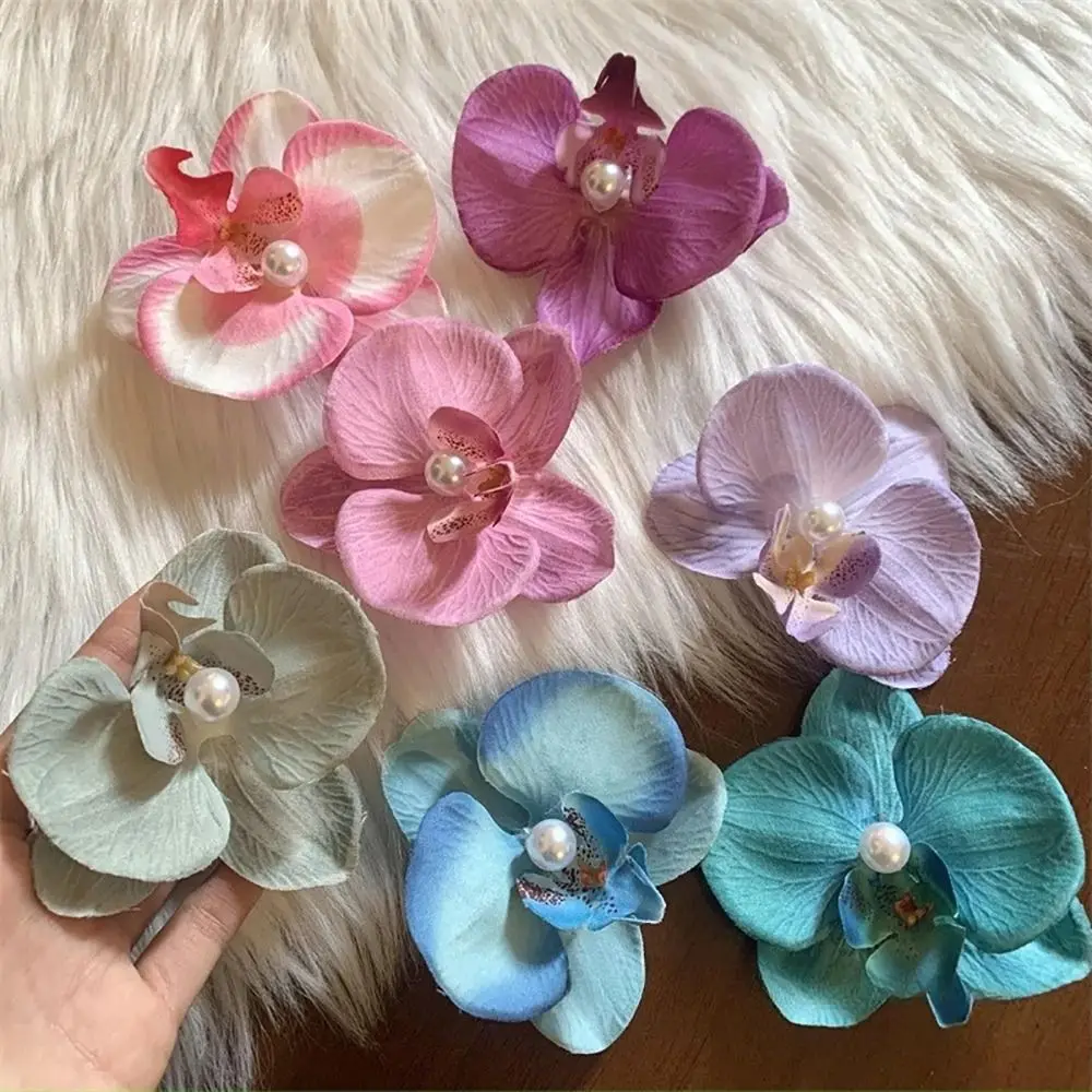 1Pcs Phalaenopsis Pearl Hair Clip Orchid Butterfly Hair Clip Hair Accessories Duckbill Clip Bow Flower Hair Clips