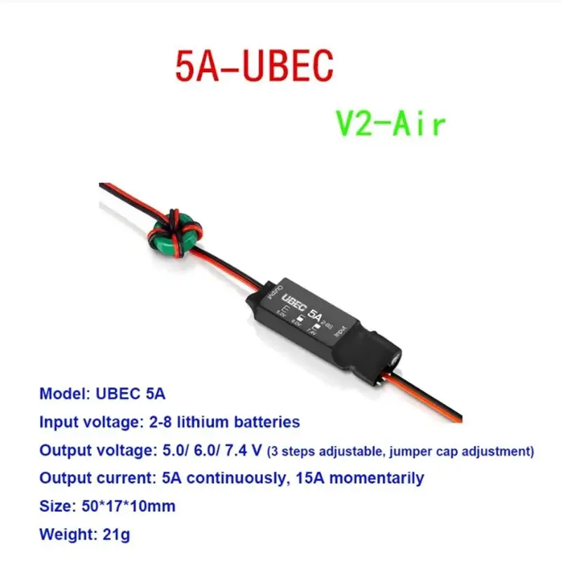 ABJN-UBEC 5A V2 Air High Voltage Regulator Module 2-8S 5V 6V 7.4V 5A Adjustable BEC For Crawler