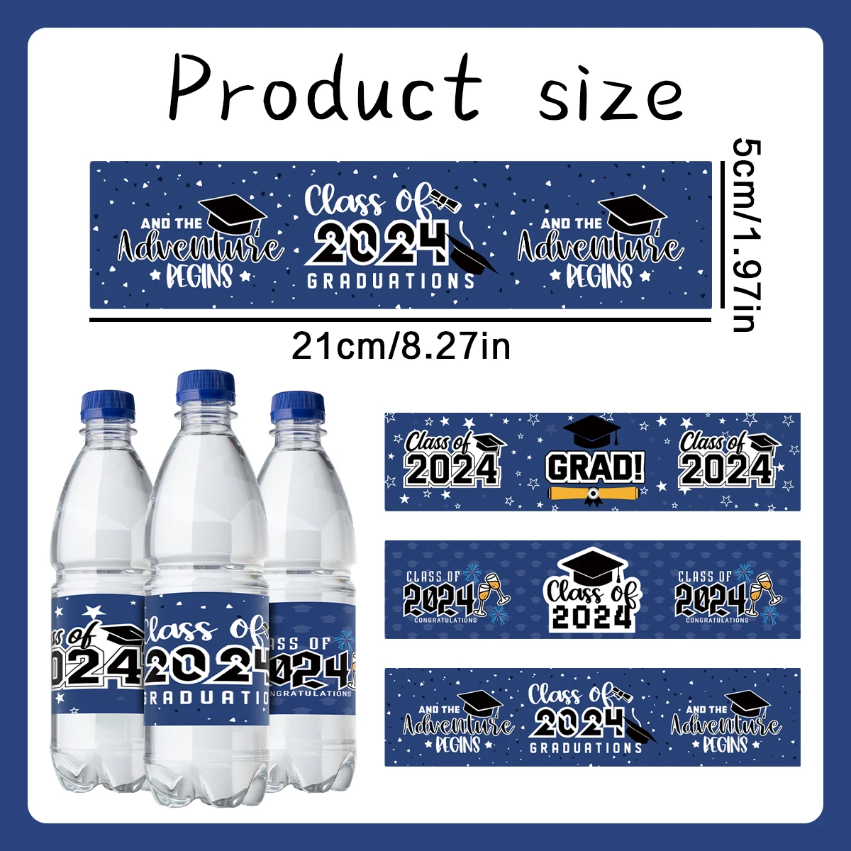 15Pcs Graduation Mineral Water Stickers,Class Of 2024 Graduation Party Decoration Labels,Personalized Bottle Graduation Stickers