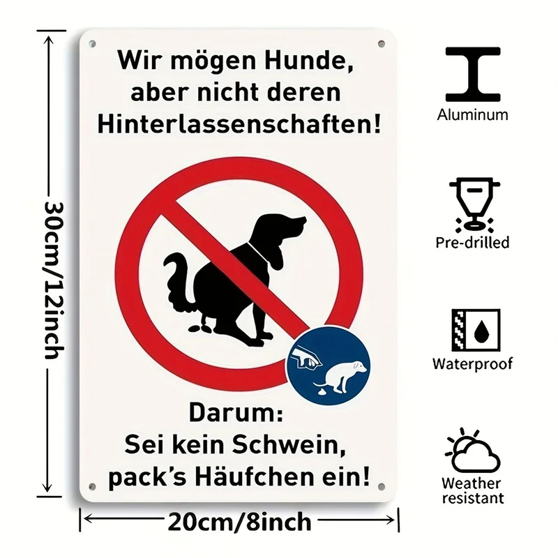 No dog pooping allowed - Contains German proverbs，Suitable for use in parks and commercial places ，Park Signage