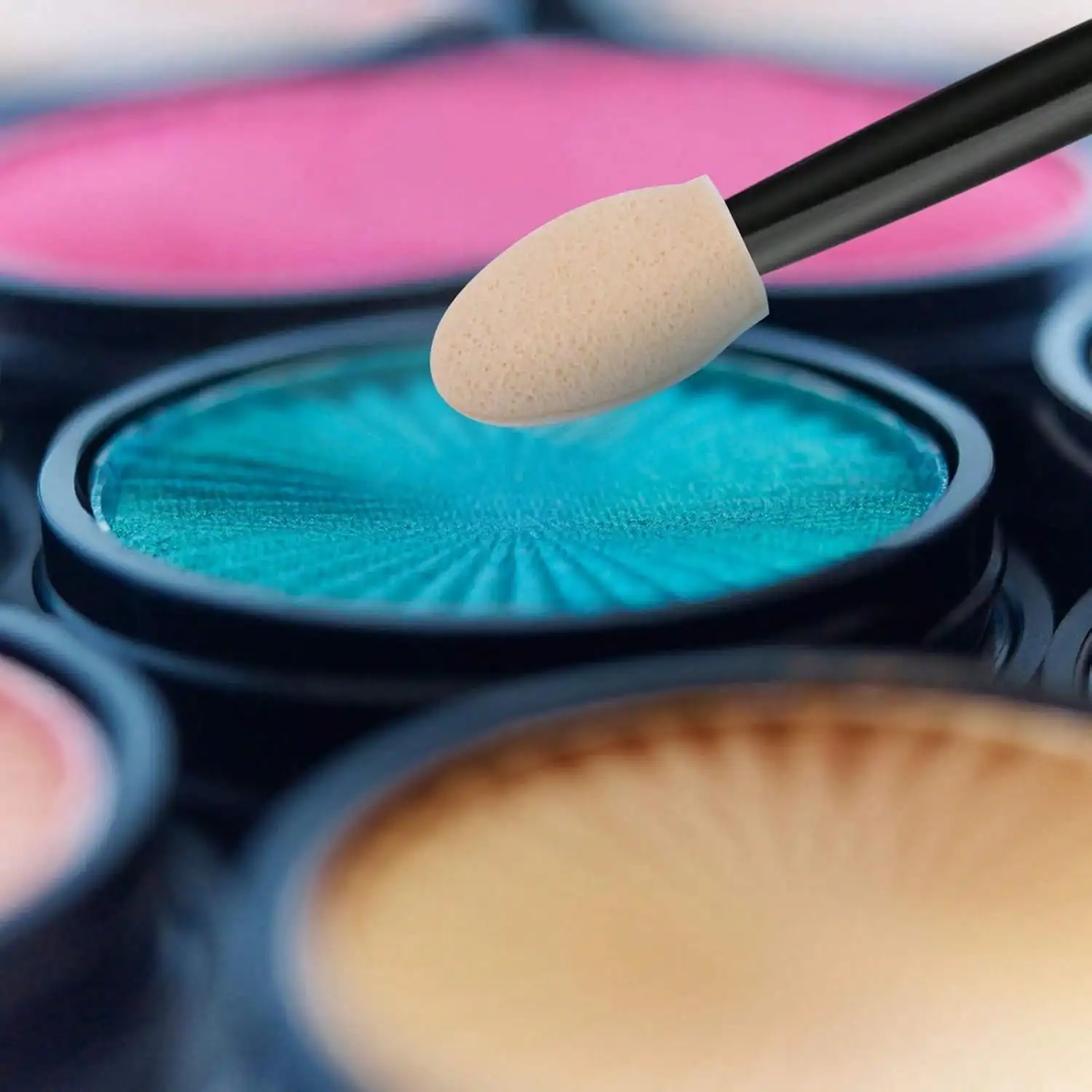 Aplicadores descartáveis da esponja da sombra de dupla face de 120 pces com recipiente, 2.44 "preto