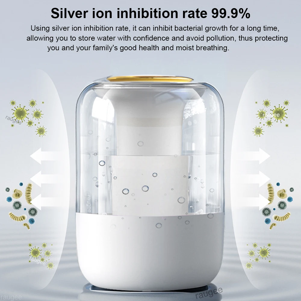 Luftbefeuchter, 2,2 l, großes Fassungsvermögen, Heimluftbefeuchter, stumm, Nebelhersteller, Doppeldüse, USB-Luftbefeuchter für Schlafzimmer mit LED-Nachtlicht – Detail 8