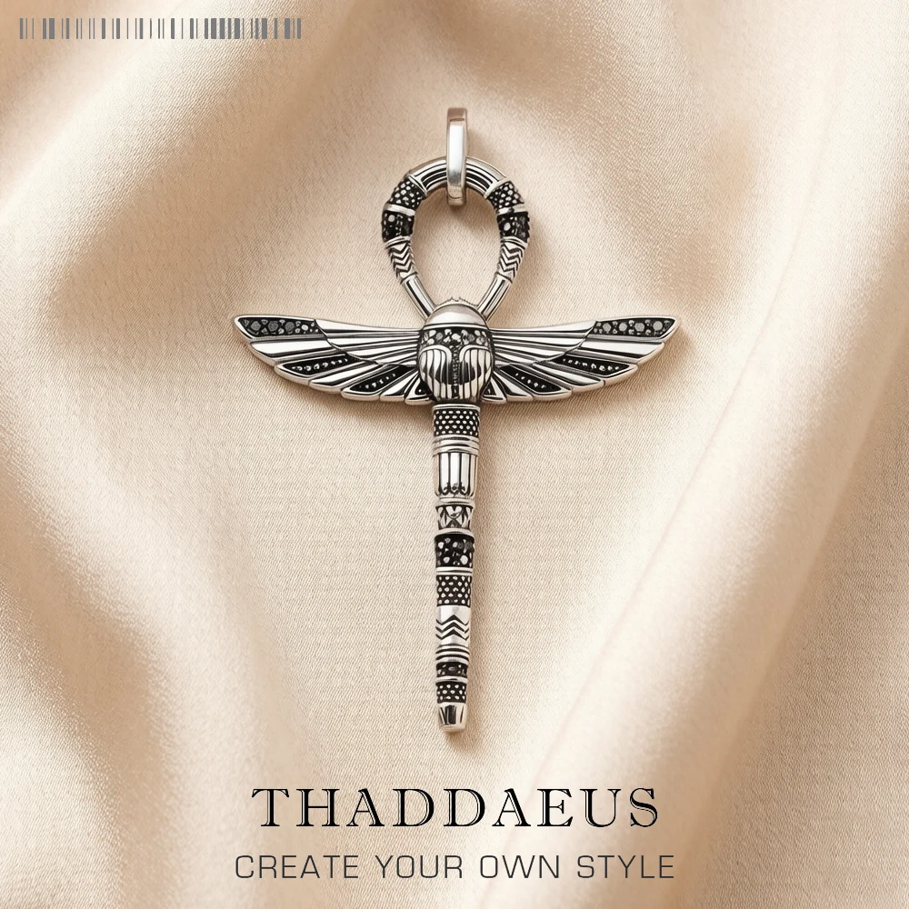 

Large Scarab Ankh Cross Pendants Amulet New Jewelry Vitnage 925 Sterling Silver Accessories Gift For Women Men