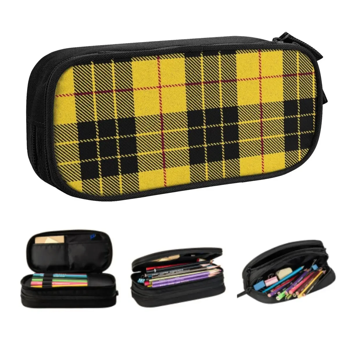 Niestandardowy Clan MacLeod Tartan Plaid Kawaii piórnik chłopcy dziewczęta o dużej pojemności geometryczny materiał w kratkę piórnik studenci artykuły papiernicze