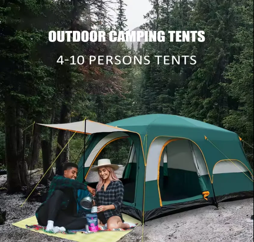 New Arrival Camping Tents for 8 10 12 Persons Competitive Price Waterproof Outdoor Family Tent with Bed Made Canvas Fabric - view 4