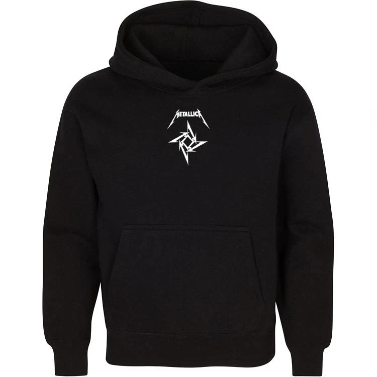 سترة بغطاء للرأس فضفاضة دافئة للرجال والنساء بطباعة جرافيك سوداء من Metallica Band لخريف وشتاء غير رسمي على الموضة الفاخرة