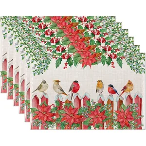 Linen placemats, non -slip rugs, rectangular kitchen dining table, home decor Essentials, 4 pcs, 6 pcs, 8pcs 8 Main sales rug Christmas - №4