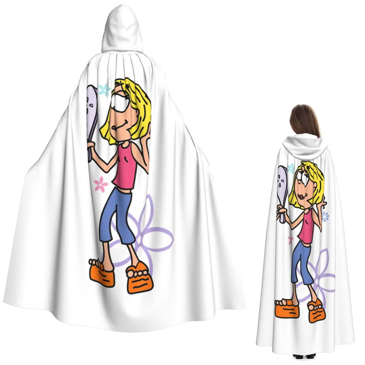 

Длинный плащ с капюшоном из мультфильма Лиззи Макгире, средневековый костюм ведьмы, накидка для косплея, накидка на Хэллоуин, вампир, для взрослых, унисекс