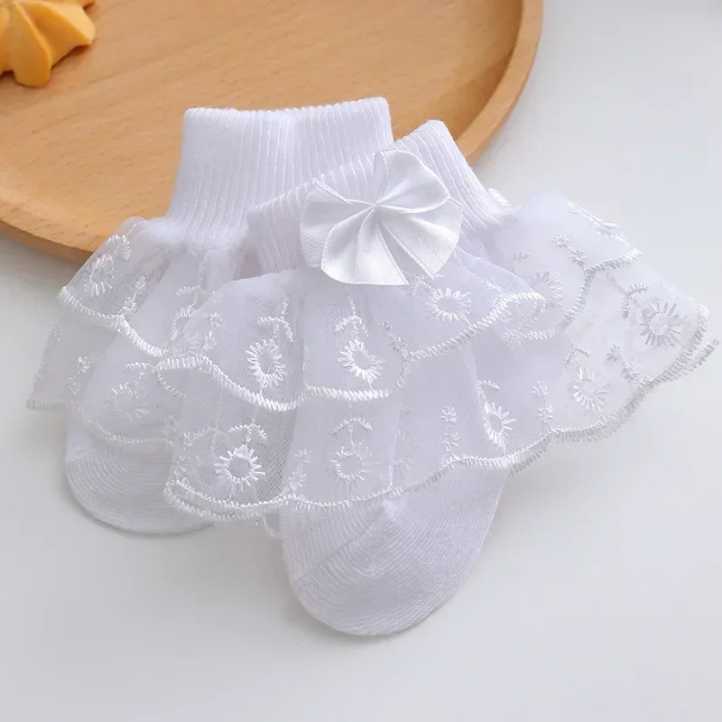 0-24Month Newborn Baby Socks for Girls Cotton Lace Infant Girls Sock Princess Bow Toddler Baby Girls Socks Spring Summer