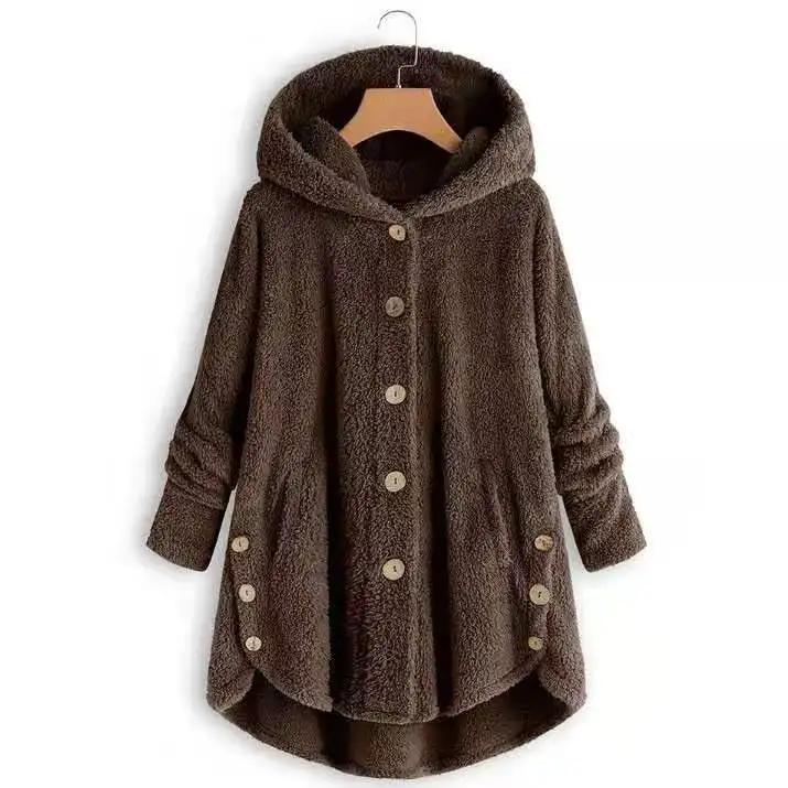 

Winter Fashion Women's European and American Buttoned Faux Fur Unlined Outerwear