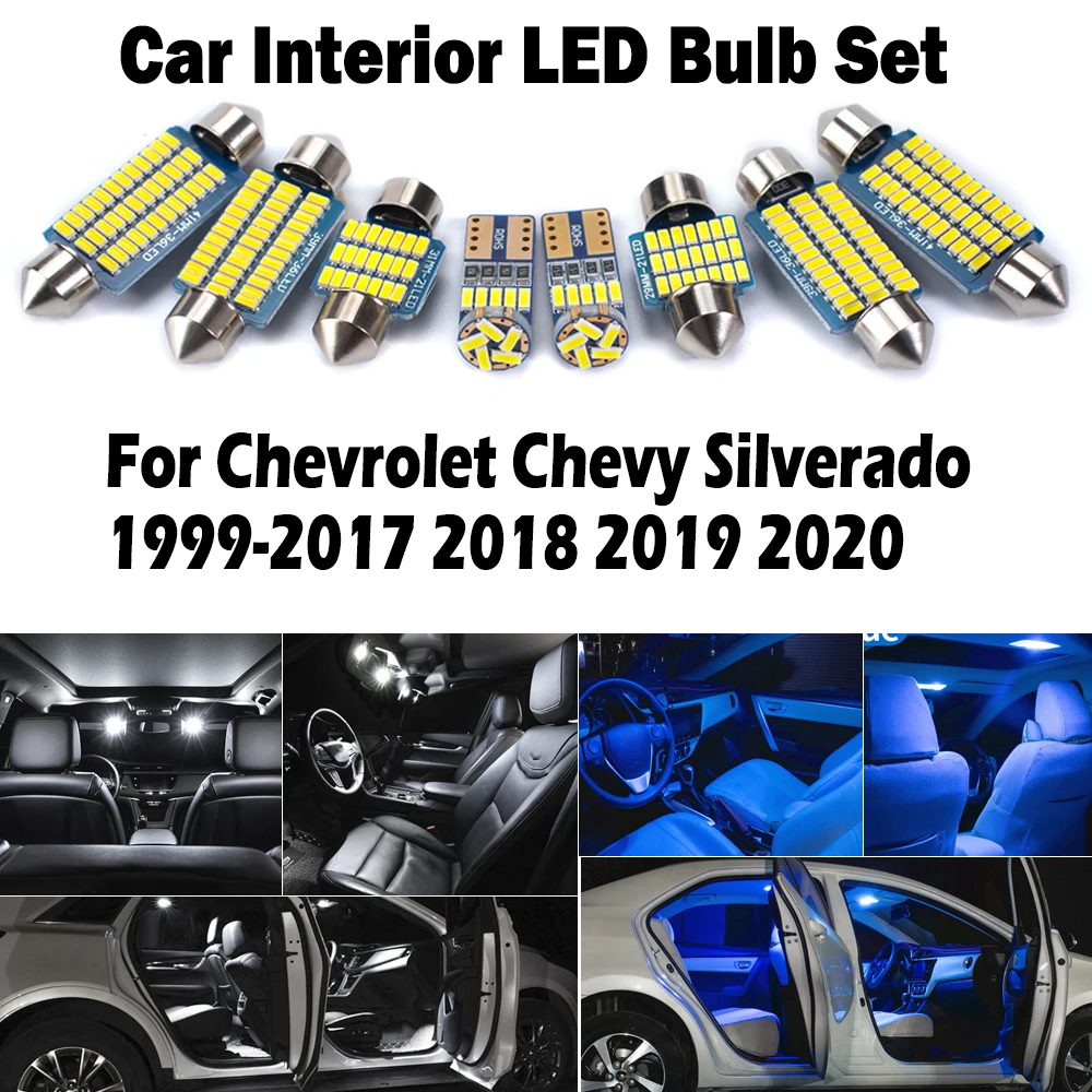 

Canbus Vehicle LED Interior Dome Map Luggage Light Kit For Chevrolet Chevy Silverado 1999-2017 2018 2019 2020 Car Reading Bulbs