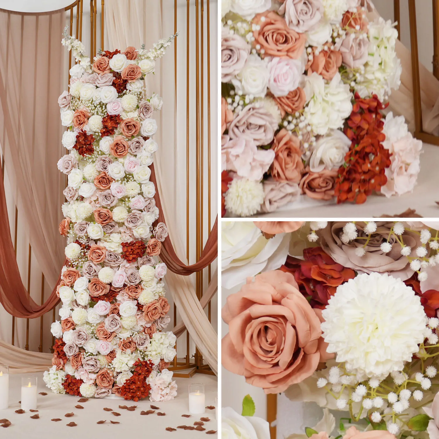

Flower Row Champagne Series Rose hydrangea 3D Floral Arrangement Wedding Backdrop Arch Board Deco Floor Runner Event Party Prop
