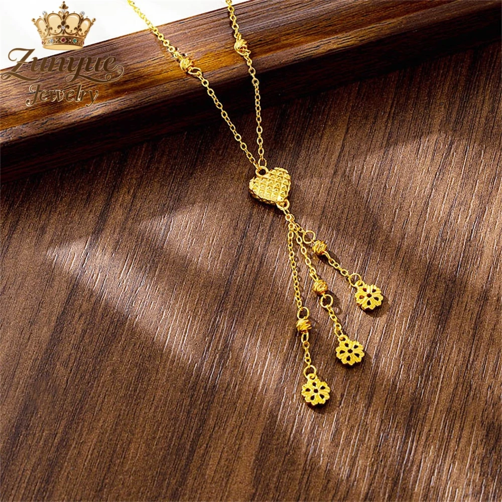 

Sand Gold Heart-Shaped Tassel Necklace Luxury Quality Jewelry Best Selling Fashion Jewelry Exquisite Charms Elegant Popular Gift