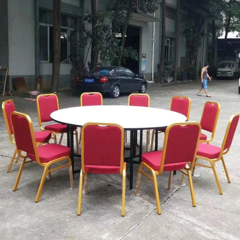 Hotel banquet round table banquet table with PVC surface and foldable iron feet suitable for hotel restaurant wedding