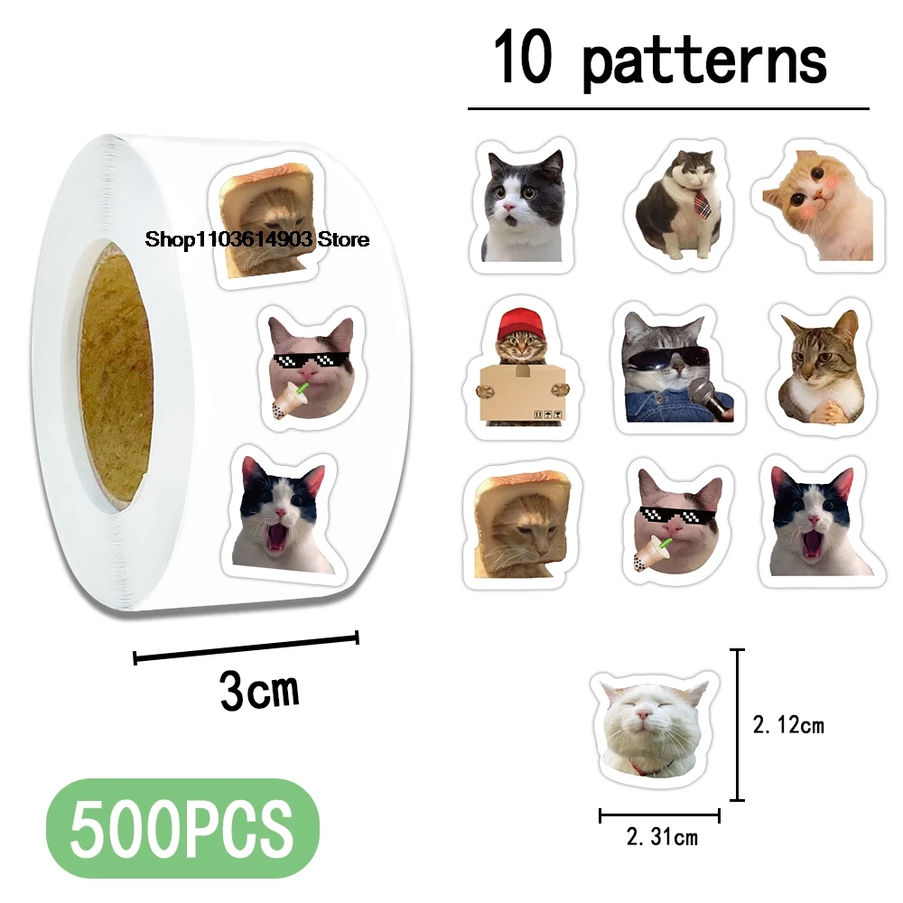 500pcs/roll Cute Cat expression stickers room decor wall art Wedding venue decoration school teacher supplies reward stickers