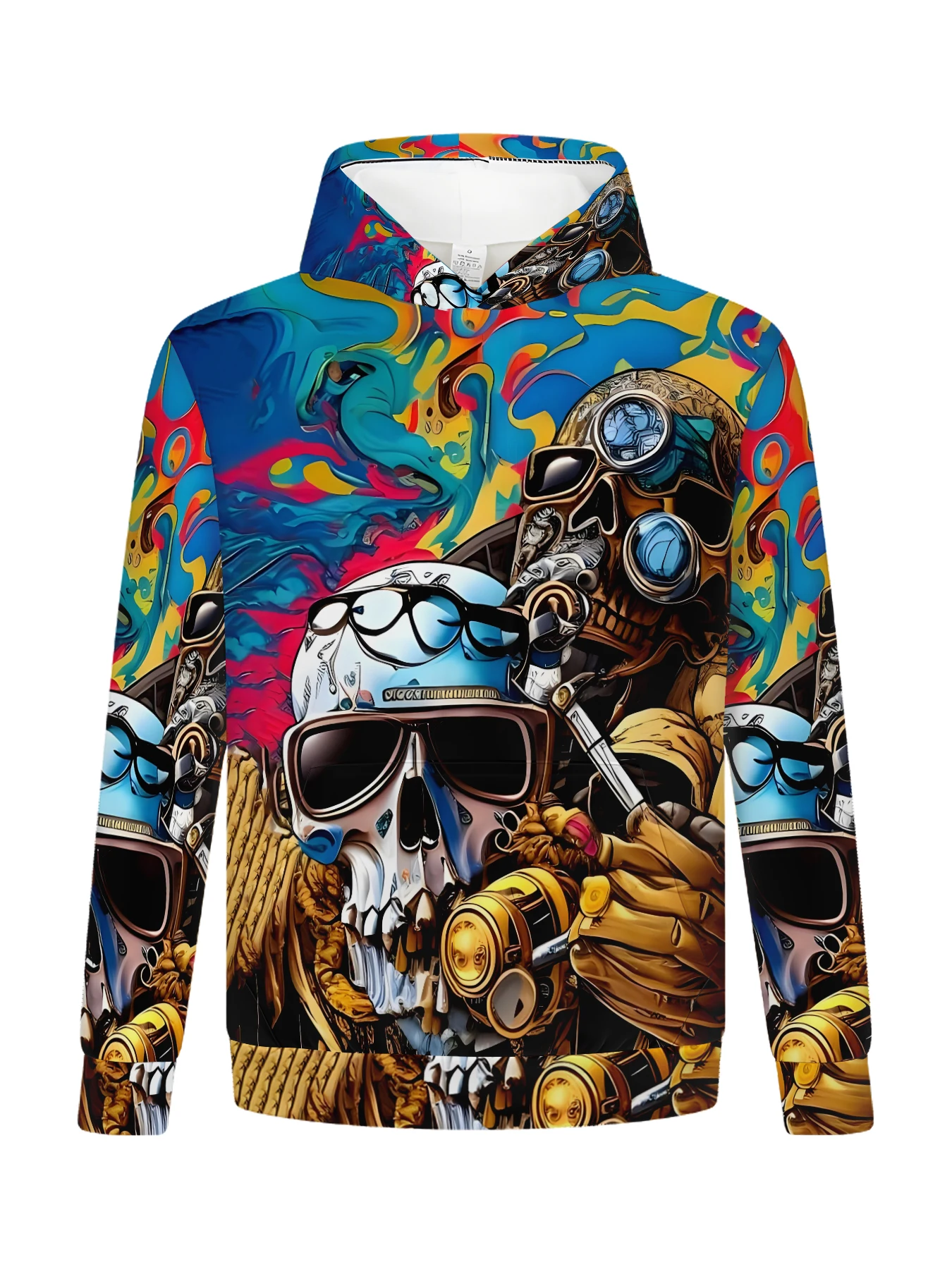 

Crazy Skull 3D Printed Full Body Hooded Men's Sweatshirt, Fall and Winter Street Hip Hop Plus Size Skatewear Men's Clothing