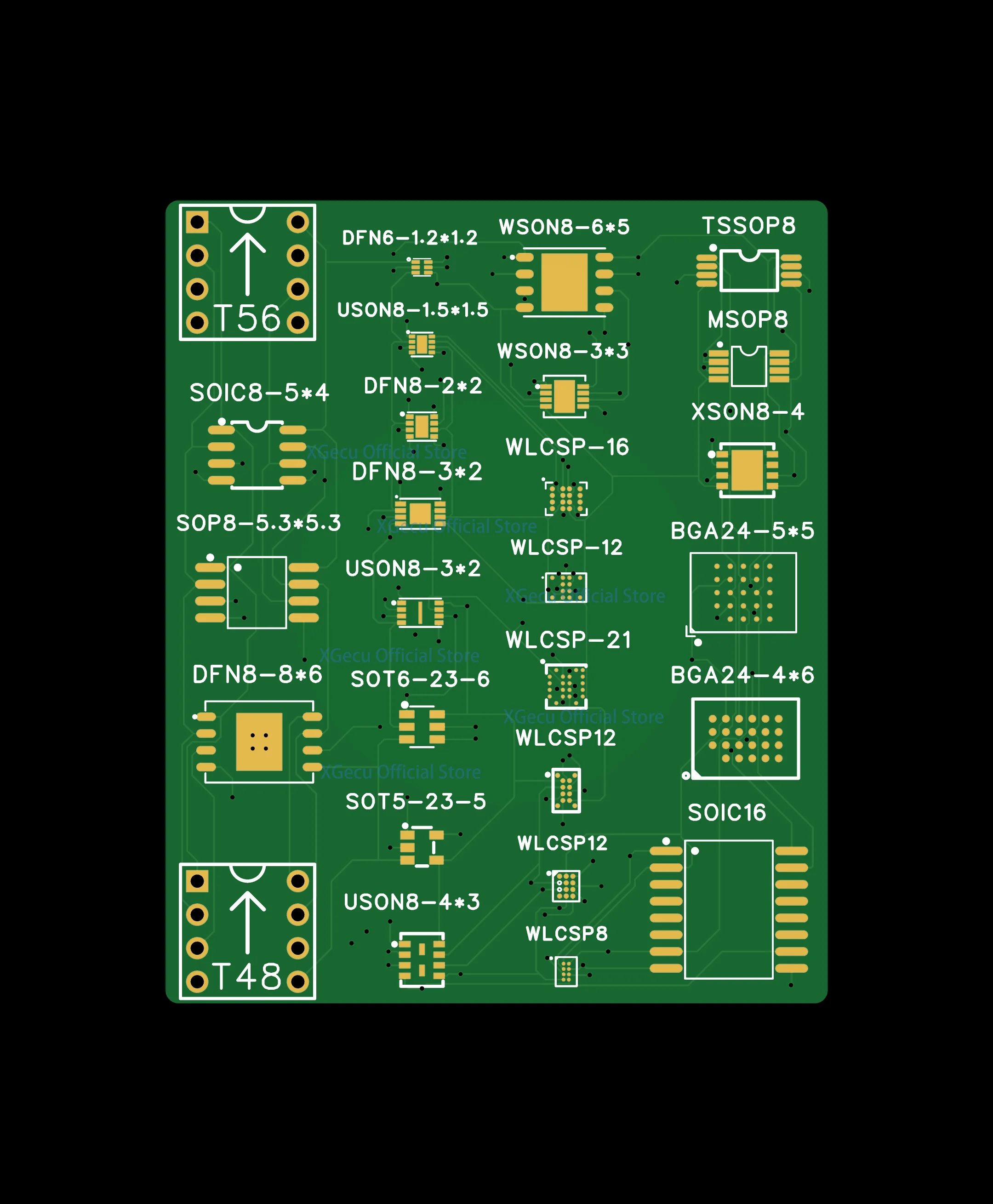 Adaptador universal com PCB de 4 camadas, SMD para DIP8, SOIC8, SOIC16, SOP8, DFN8, USON8, DFN8, SOT5, WSON8, WLCSP, TSSOP8, BGA24, 25 em 1