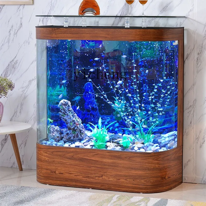 

H3-25 bottom filter glass fish tank double arc big bend living room household floor type ecological water-free aquarium