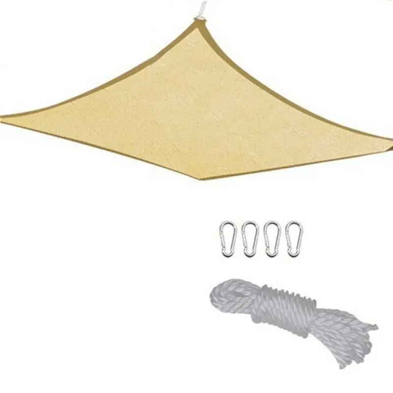 PZHI Shade Sail, 1x1 Meter Square Sun Shade Sail, Breathable UV Block Outdoor Shade for Patio, Easy Install with D-Rings, Beige