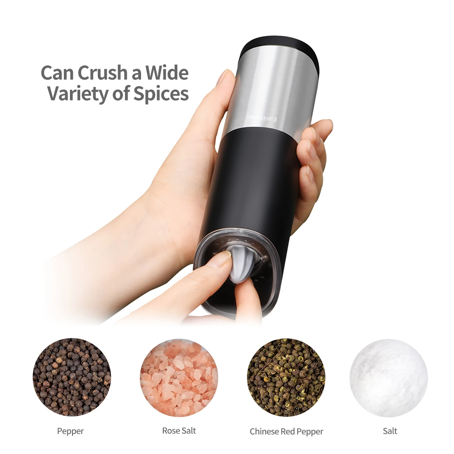 New Upgrade Pepper Grinder With LED Indicator Portable Adjustable Coarseness Electric Sea Salt Spice Grinder For Home Kitchen